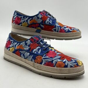 Vaneli Sport Floral Embroidered Espadrille Boho Sz 8.5 Sneaker Y2K 90s Style
